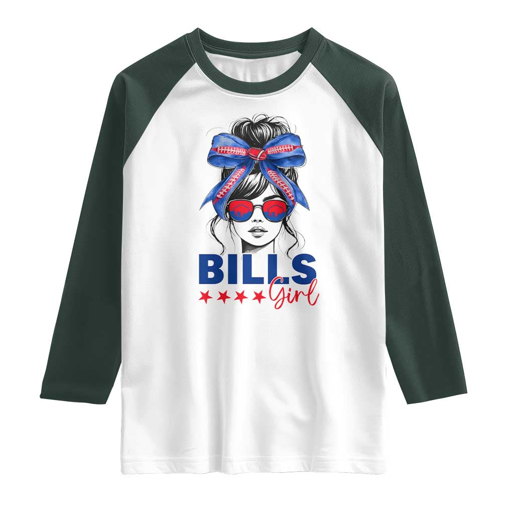 Funny BFB Football Lover Raglan Shirt Sport Fan Game Day Messy Bun TS11 White Dark Forest Green Print Your Wear