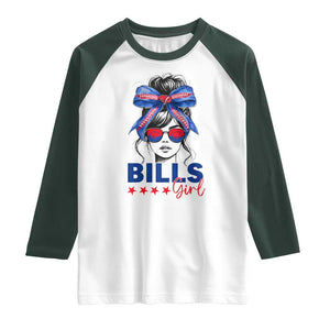 Funny BFB Football Lover Raglan Shirt Sport Fan Game Day Messy Bun TS11 White Dark Forest Green Print Your Wear