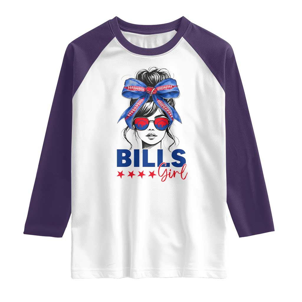 Funny BFB Football Lover Raglan Shirt Sport Fan Game Day Messy Bun TS11 White Purple Print Your Wear