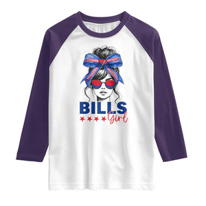 Funny BFB Football Lover Raglan Shirt Sport Fan Game Day Messy Bun TS11 White Purple Print Your Wear