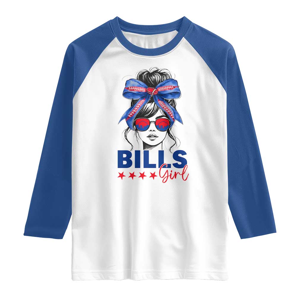 Funny BFB Football Lover Raglan Shirt Sport Fan Game Day Messy Bun TS11 White Royal Print Your Wear