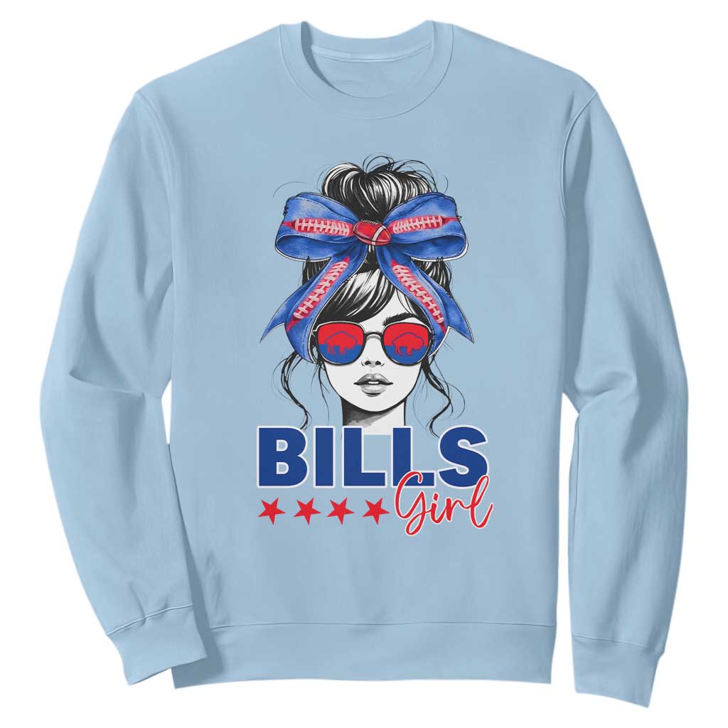 Funny BFB Football Lover Sweatshirt Sport Fan Game Day Messy Bun TS11 Light Blue Print Your Wear