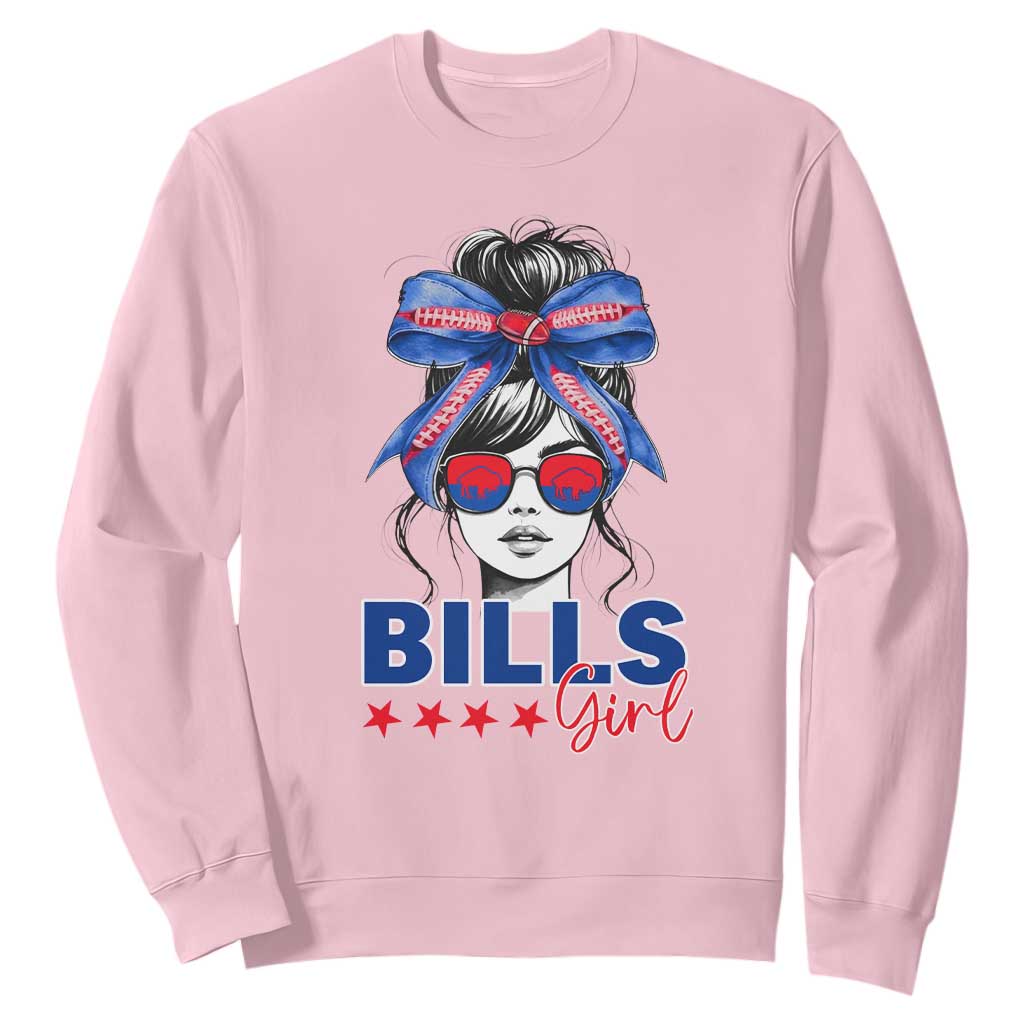Funny BFB Football Lover Sweatshirt Sport Fan Game Day Messy Bun TS11 Light Pink Print Your Wear