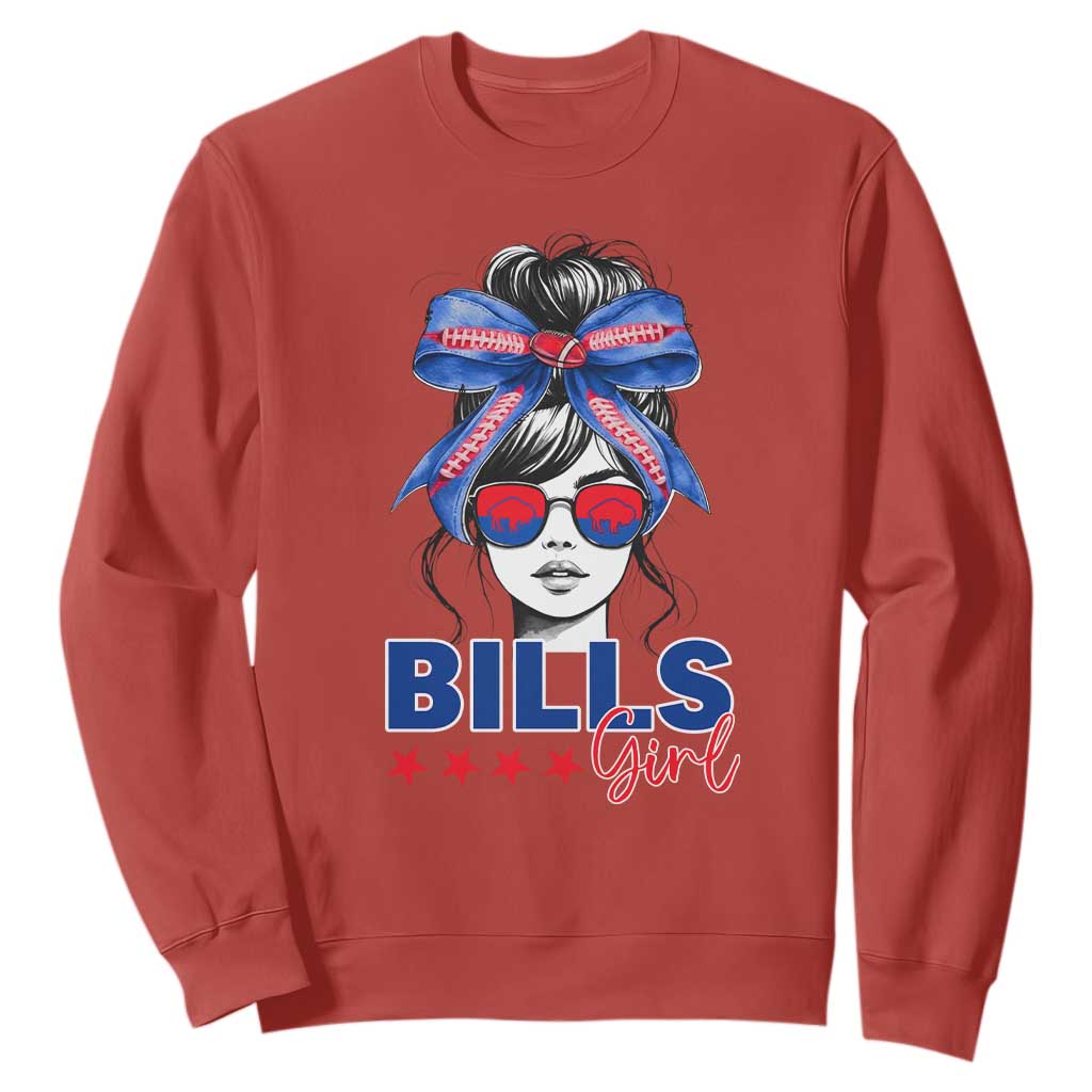 Funny BFB Football Lover Sweatshirt Sport Fan Game Day Messy Bun TS11 Red Print Your Wear