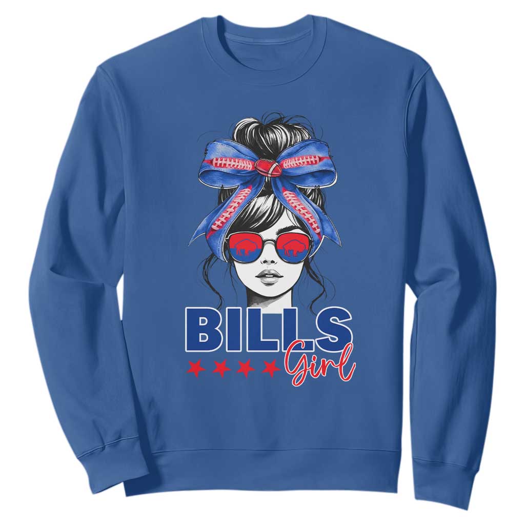 Funny BFB Football Lover Sweatshirt Sport Fan Game Day Messy Bun TS11 Royal Blue Print Your Wear