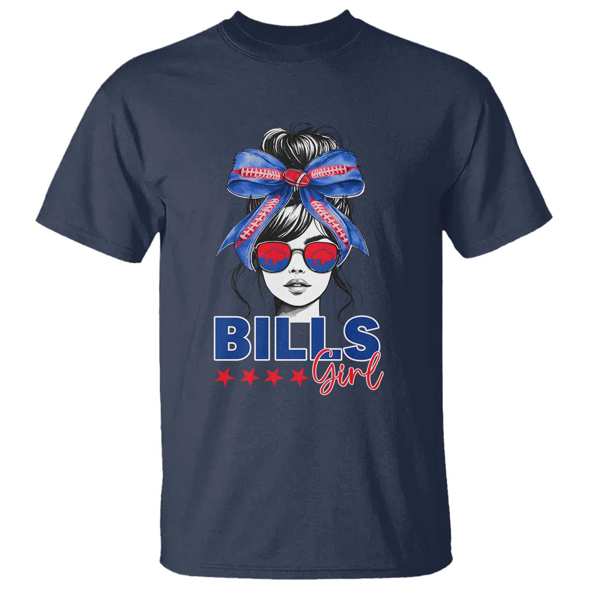 Funny BFB Football Lover T Shirt Sport Fan Game Day Messy Bun TS11 Navy Print Your Wear