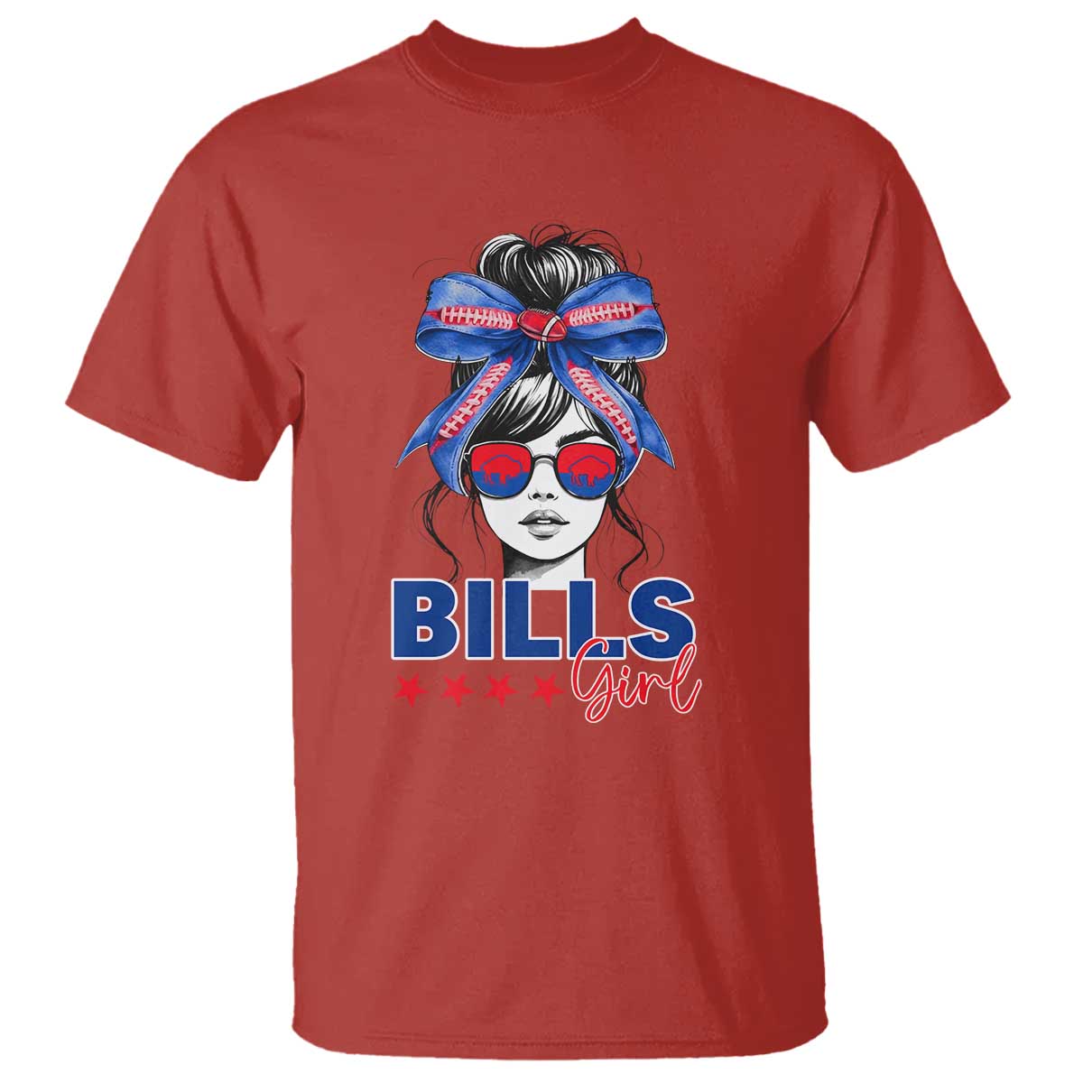 Funny BFB Football Lover T Shirt Sport Fan Game Day Messy Bun TS11 Red Print Your Wear