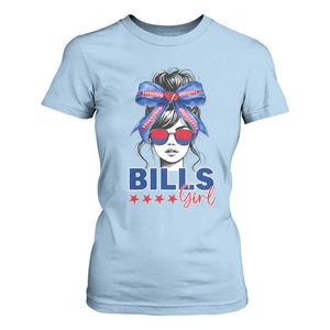 Funny BFB Football Lover T Shirt For Women Sport Fan Game Day Messy Bun TS11 Light Blue Print Your Wear