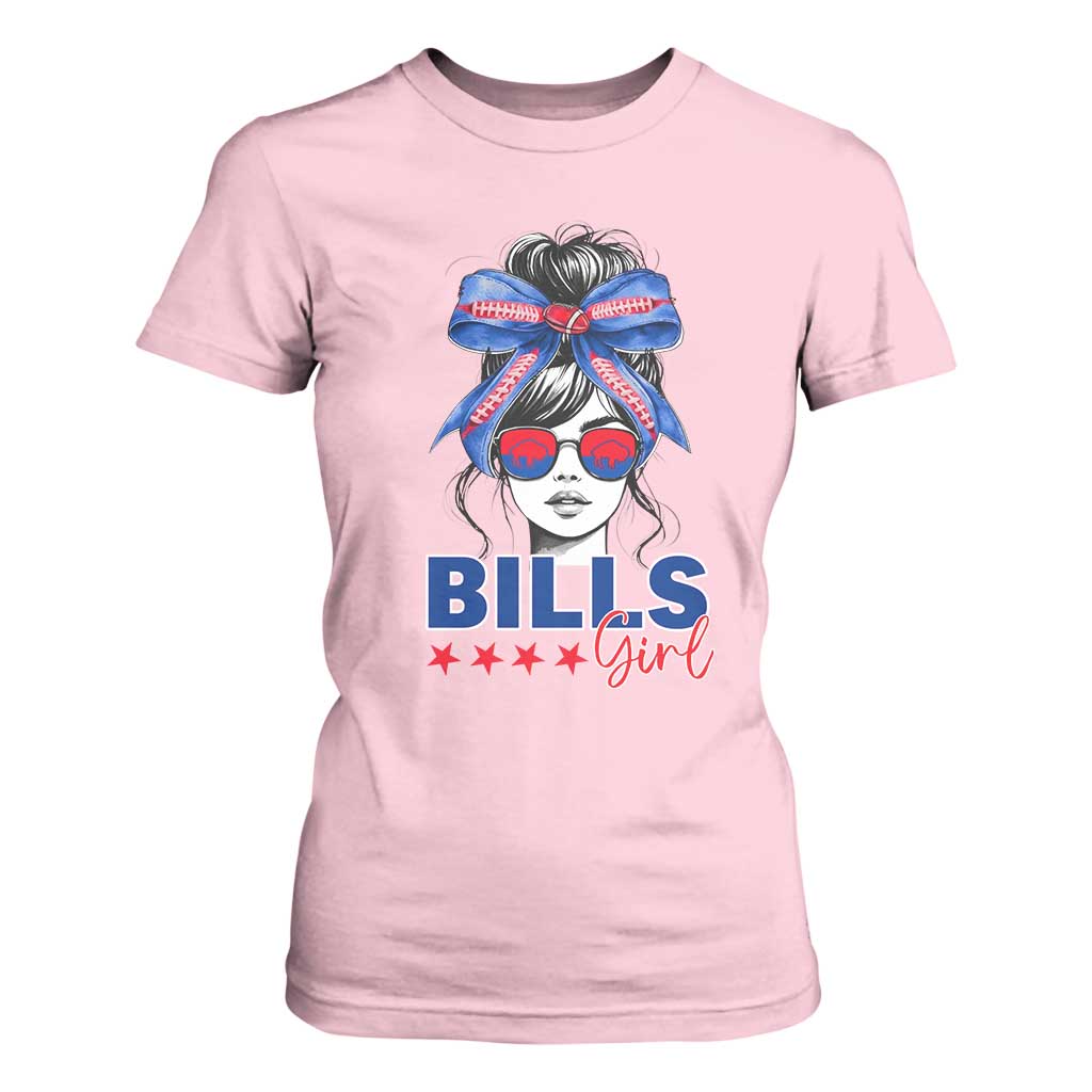 Funny BFB Football Lover T Shirt For Women Sport Fan Game Day Messy Bun TS11 Light Pink Print Your Wear