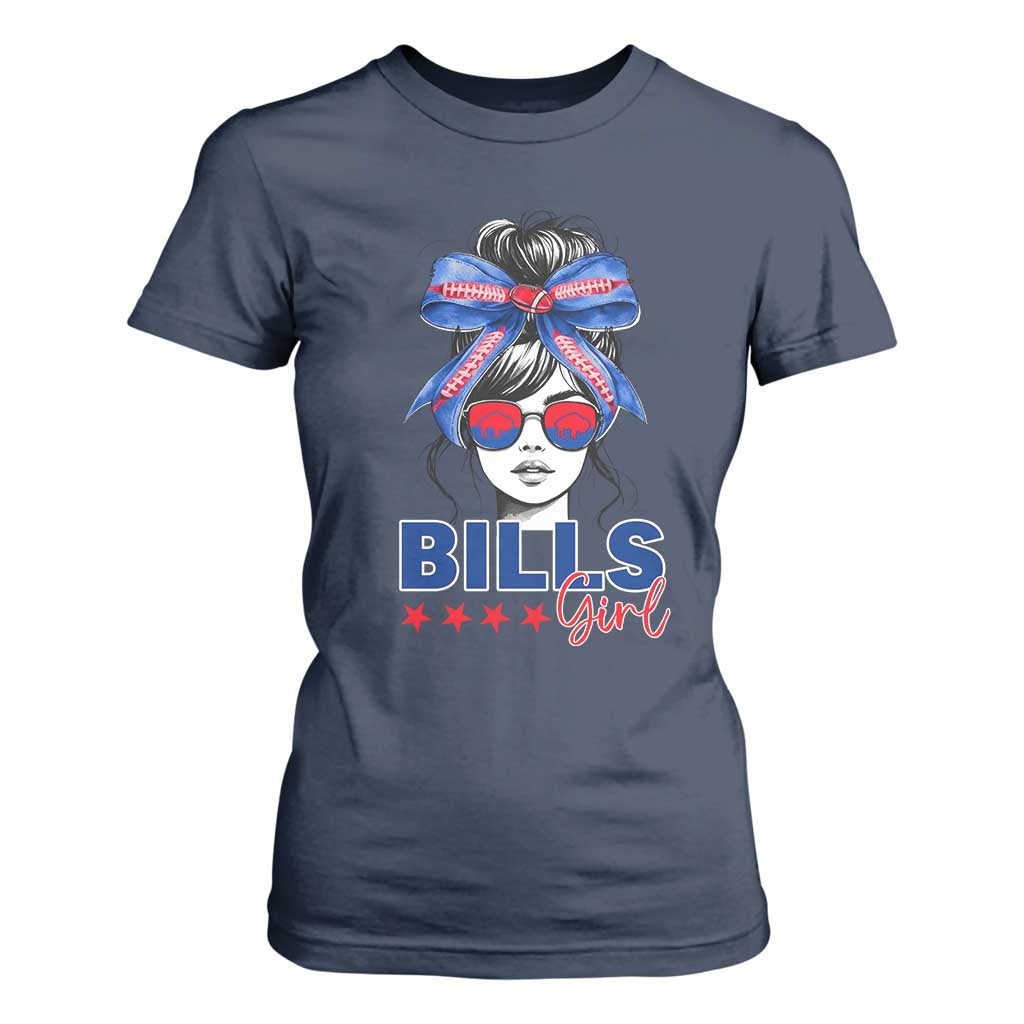 Funny BFB Football Lover T Shirt For Women Sport Fan Game Day Messy Bun TS11 Navy Print Your Wear