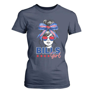 Funny BFB Football Lover T Shirt For Women Sport Fan Game Day Messy Bun TS11 Navy Print Your Wear
