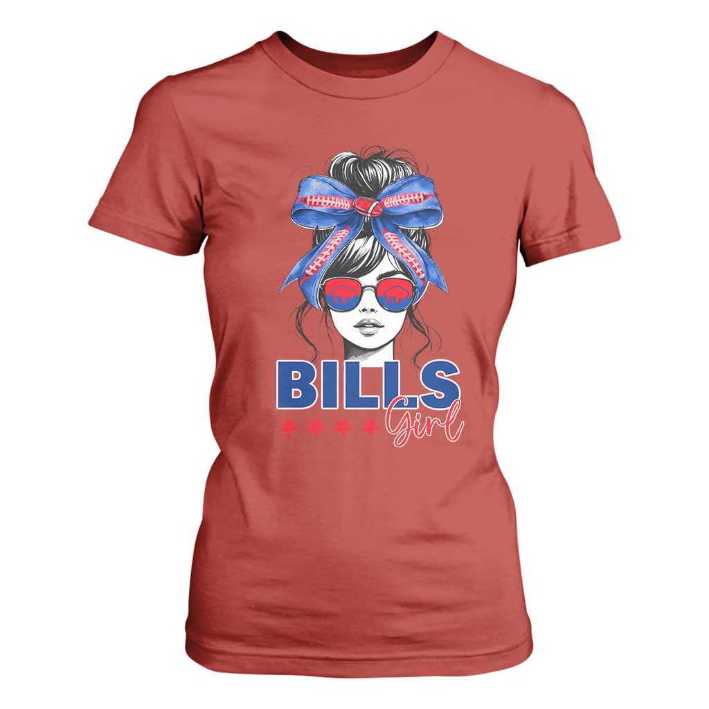 Funny BFB Football Lover T Shirt For Women Sport Fan Game Day Messy Bun TS11 Red Print Your Wear