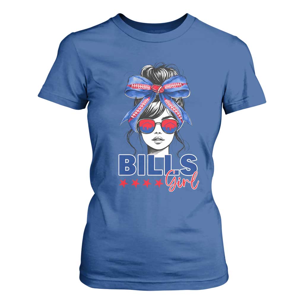 Funny BFB Football Lover T Shirt For Women Sport Fan Game Day Messy Bun TS11 Royal Blue Print Your Wear