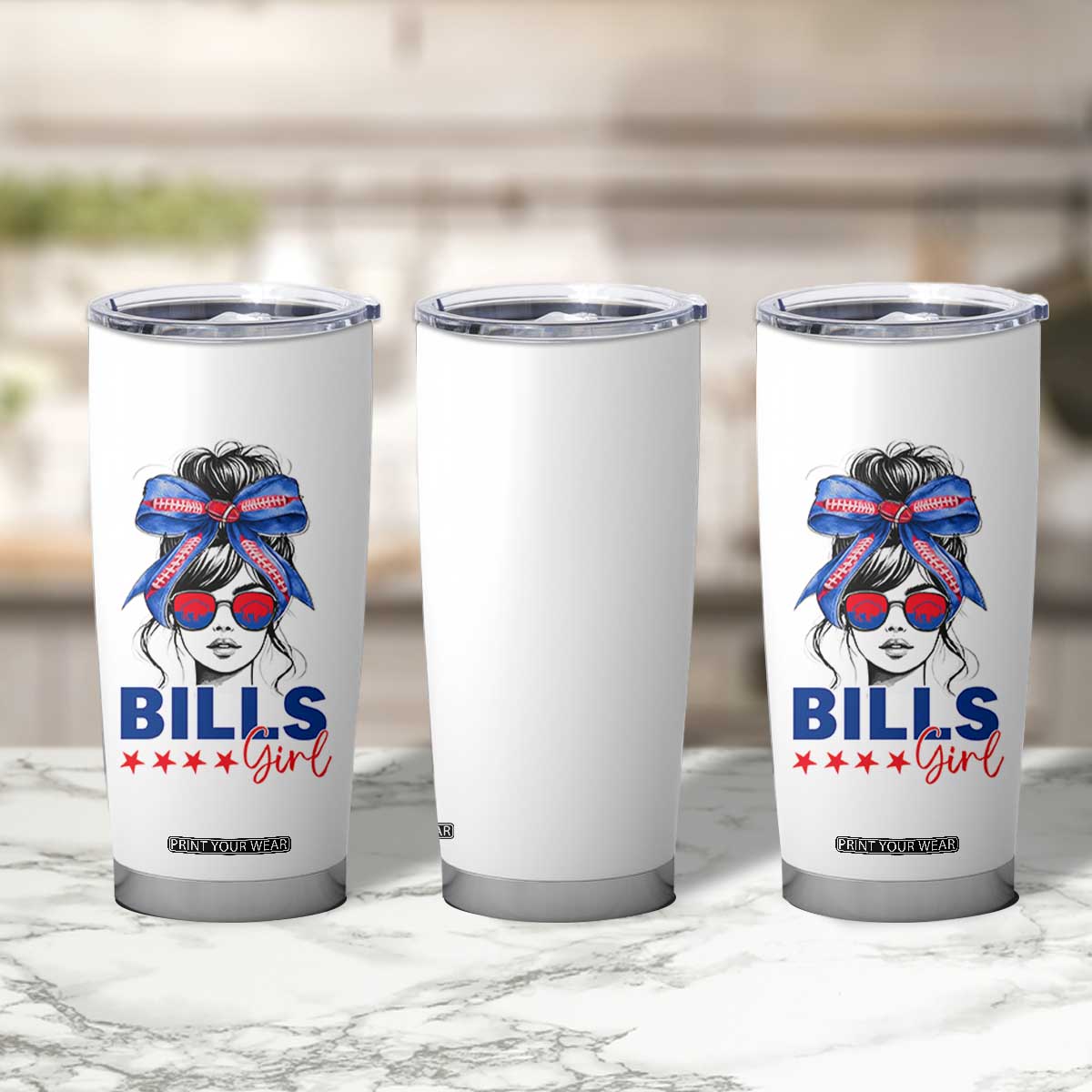 Funny BFB Football Lover Tumbler Cup Sport Fan Game Day Messy Bun TS11 Print Your Wear
