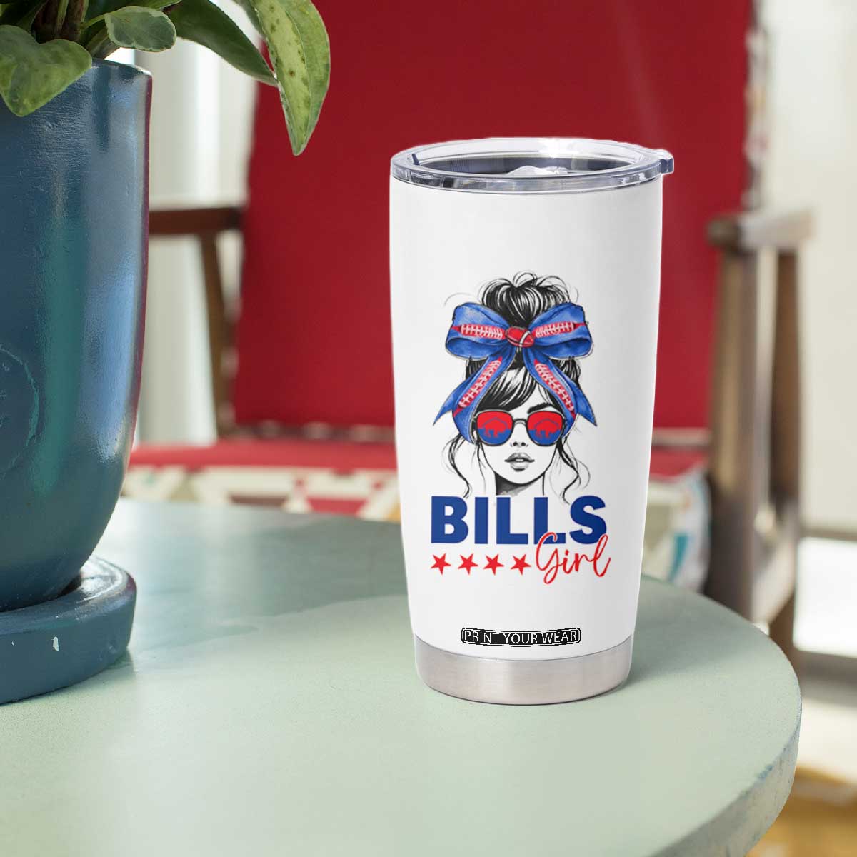 Funny BFB Football Lover Tumbler Cup Sport Fan Game Day Messy Bun TS11 Print Your Wear