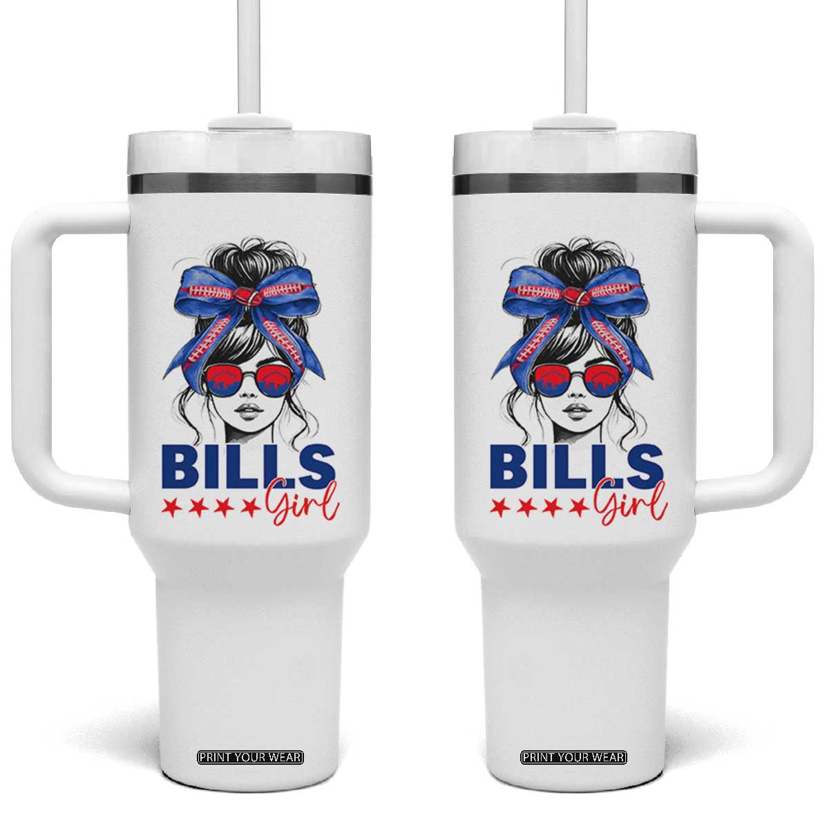 Funny BFB Football Lover Tumbler With Handle Sport Fan Game Day Messy Bun TS11 One Size: 40 oz White Print Your Wear