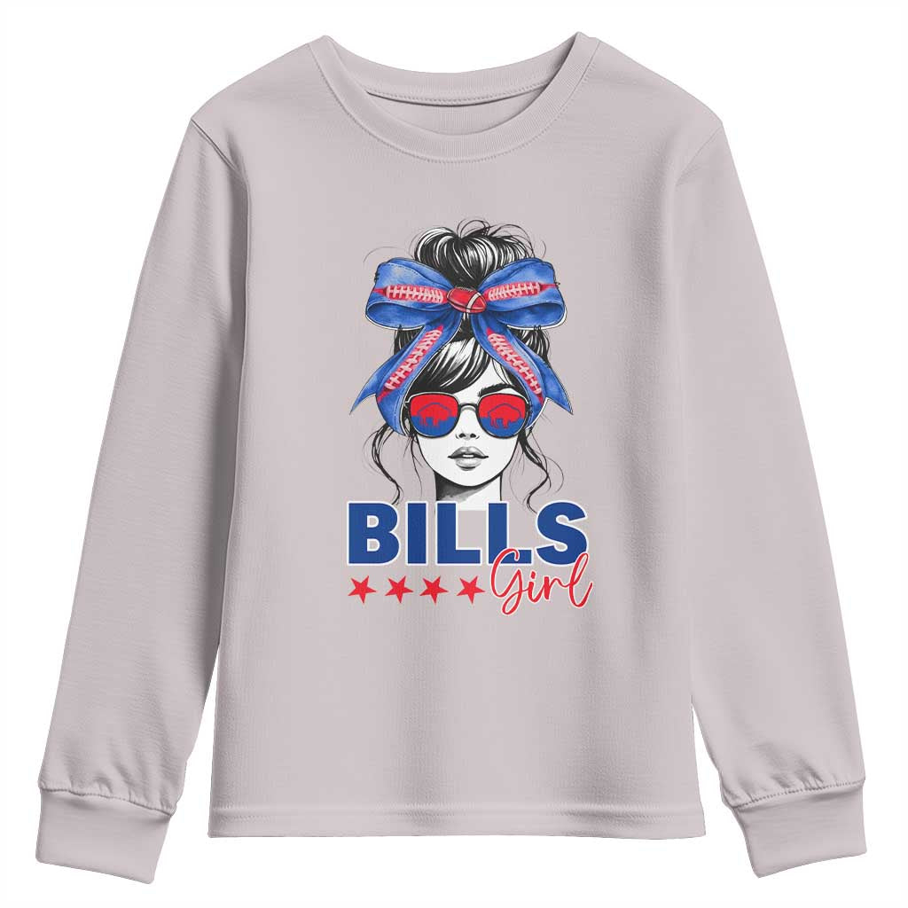 Funny BFB Football Lover Youth Sweatshirt Sport Fan Game Day Messy Bun TS11 Ice Gray Print Your Wear