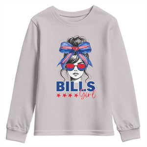 Funny BFB Football Lover Youth Sweatshirt Sport Fan Game Day Messy Bun TS11 Ice Gray Print Your Wear