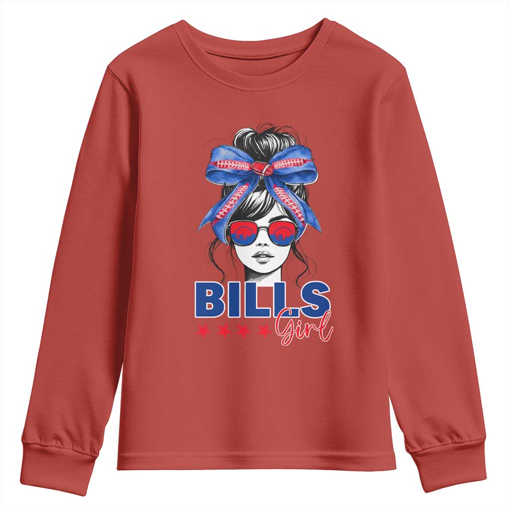 Funny BFB Football Lover Youth Sweatshirt Sport Fan Game Day Messy Bun TS11 Red Print Your Wear