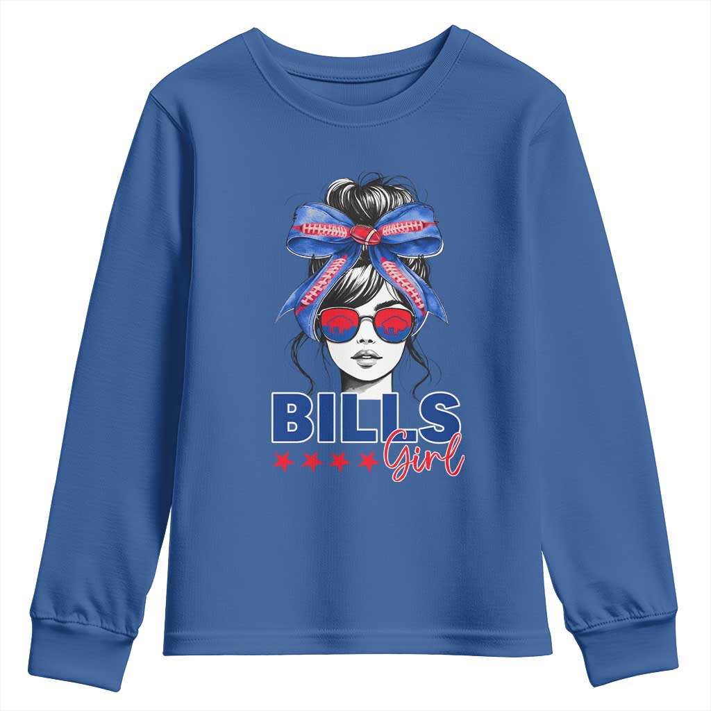 Funny BFB Football Lover Youth Sweatshirt Sport Fan Game Day Messy Bun TS11 Royal Blue Print Your Wear