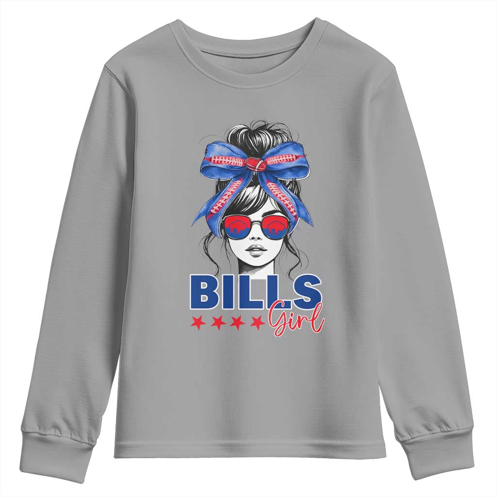Funny BFB Football Lover Youth Sweatshirt Sport Fan Game Day Messy Bun TS11 Sport Gray Print Your Wear