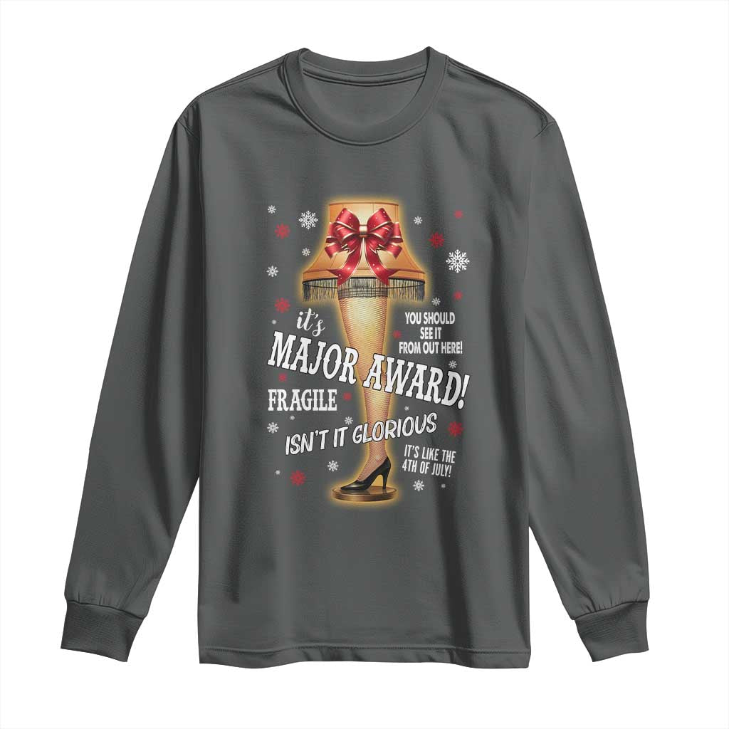 Funny Christmas Movie Long Sleeve Shirt It Is A Major Award Fragile Italian Leg Lamp TS11 Dark Heather Print Your Wear
