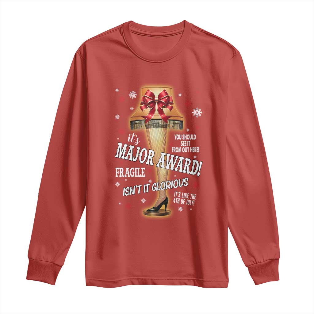 Funny Christmas Movie Long Sleeve Shirt It Is A Major Award Fragile Italian Leg Lamp TS11 Red Print Your Wear