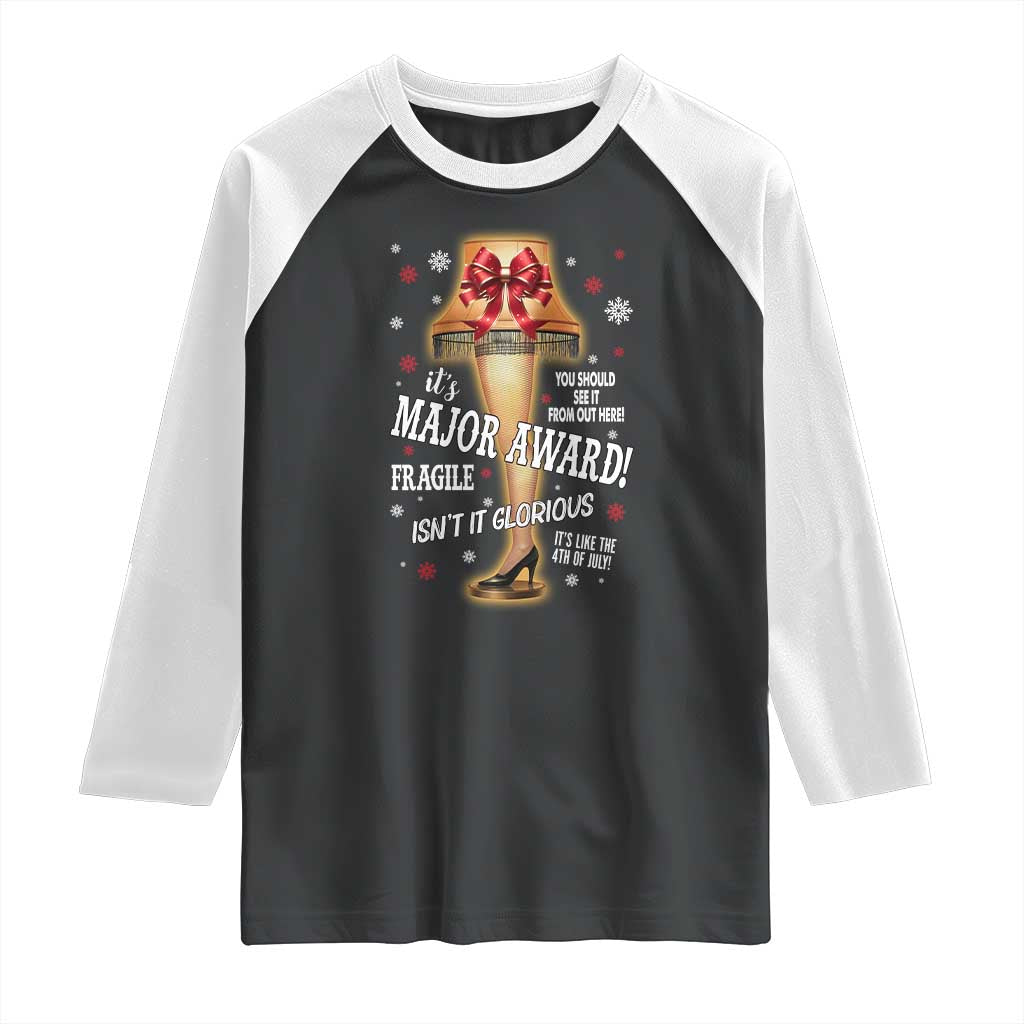 Funny Christmas Movie Raglan Shirt It Is A Major Award Fragile Italian Leg Lamp TS11 Black White Print Your Wear