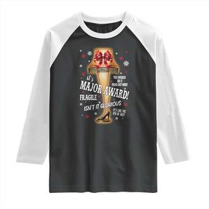 Funny Christmas Movie Raglan Shirt It Is A Major Award Fragile Italian Leg Lamp TS11 Black White Print Your Wear