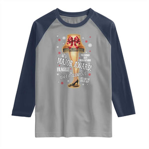 Funny Christmas Movie Raglan Shirt It Is A Major Award Fragile Italian Leg Lamp TS11 Sport Gray Navy Print Your Wear