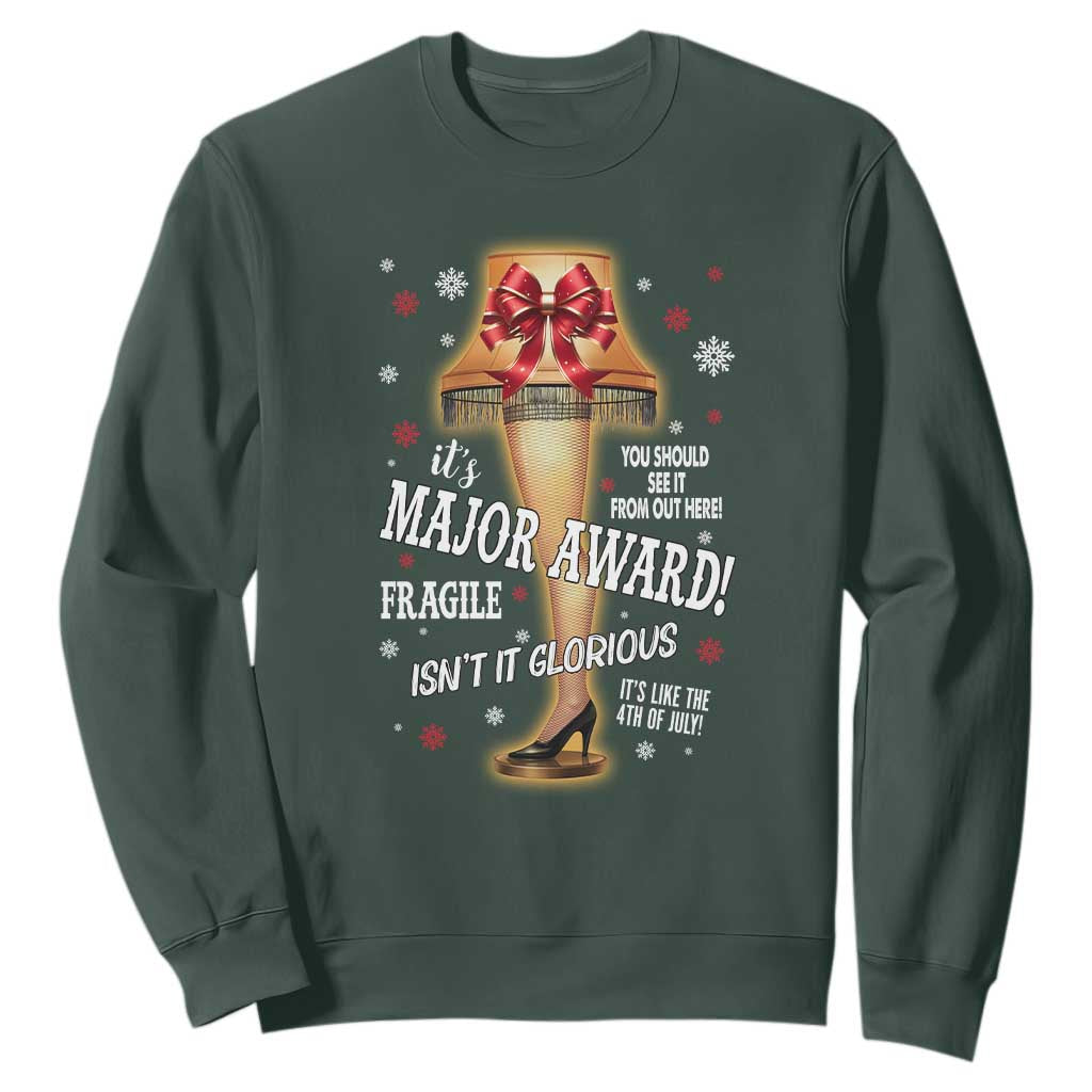 Funny Christmas Movie Sweatshirt It Is A Major Award Fragile Italian Leg Lamp TS11 Dark Forest Green Print Your Wear