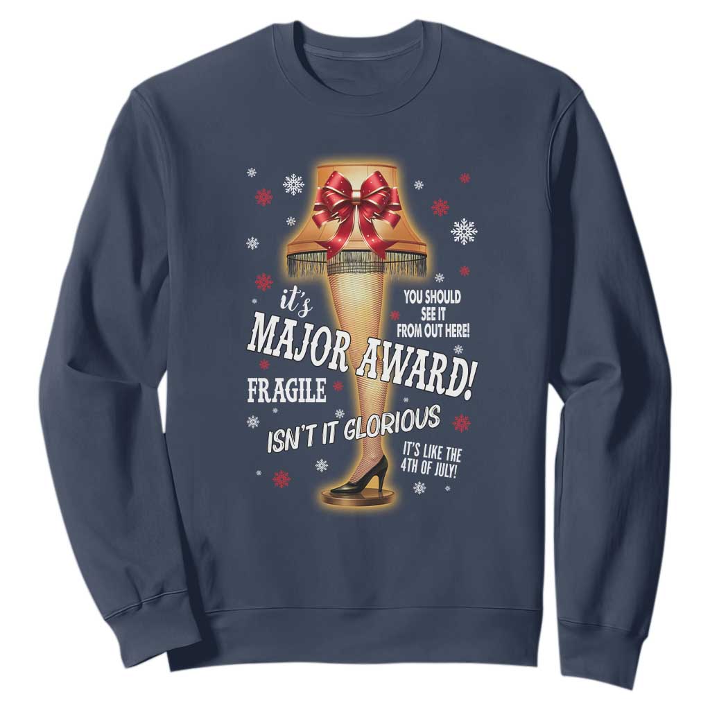 Funny Christmas Movie Sweatshirt It Is A Major Award Fragile Italian Leg Lamp TS11 Navy Print Your Wear