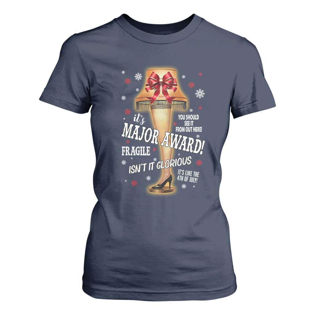 Funny Christmas Movie T Shirt For Women It Is A Major Award Fragile Italian Leg Lamp TS11 Navy Print Your Wear
