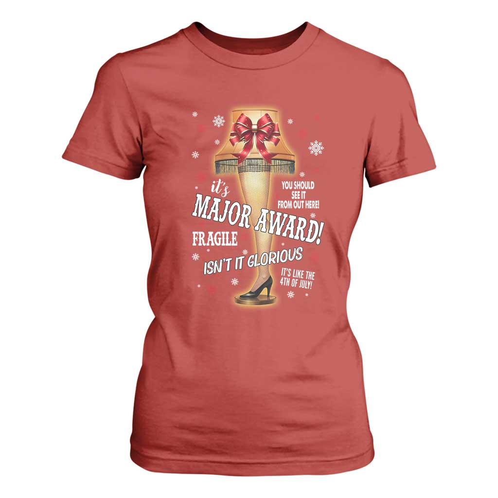 Funny Christmas Movie T Shirt For Women It Is A Major Award Fragile Italian Leg Lamp TS11 Red Print Your Wear