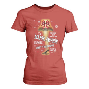 Funny Christmas Movie T Shirt For Women It Is A Major Award Fragile Italian Leg Lamp TS11 Red Print Your Wear