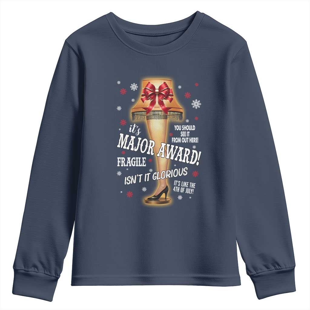Funny Christmas Movie Youth Sweatshirt It Is A Major Award Fragile Italian Leg Lamp TS11 Navy Print Your Wear