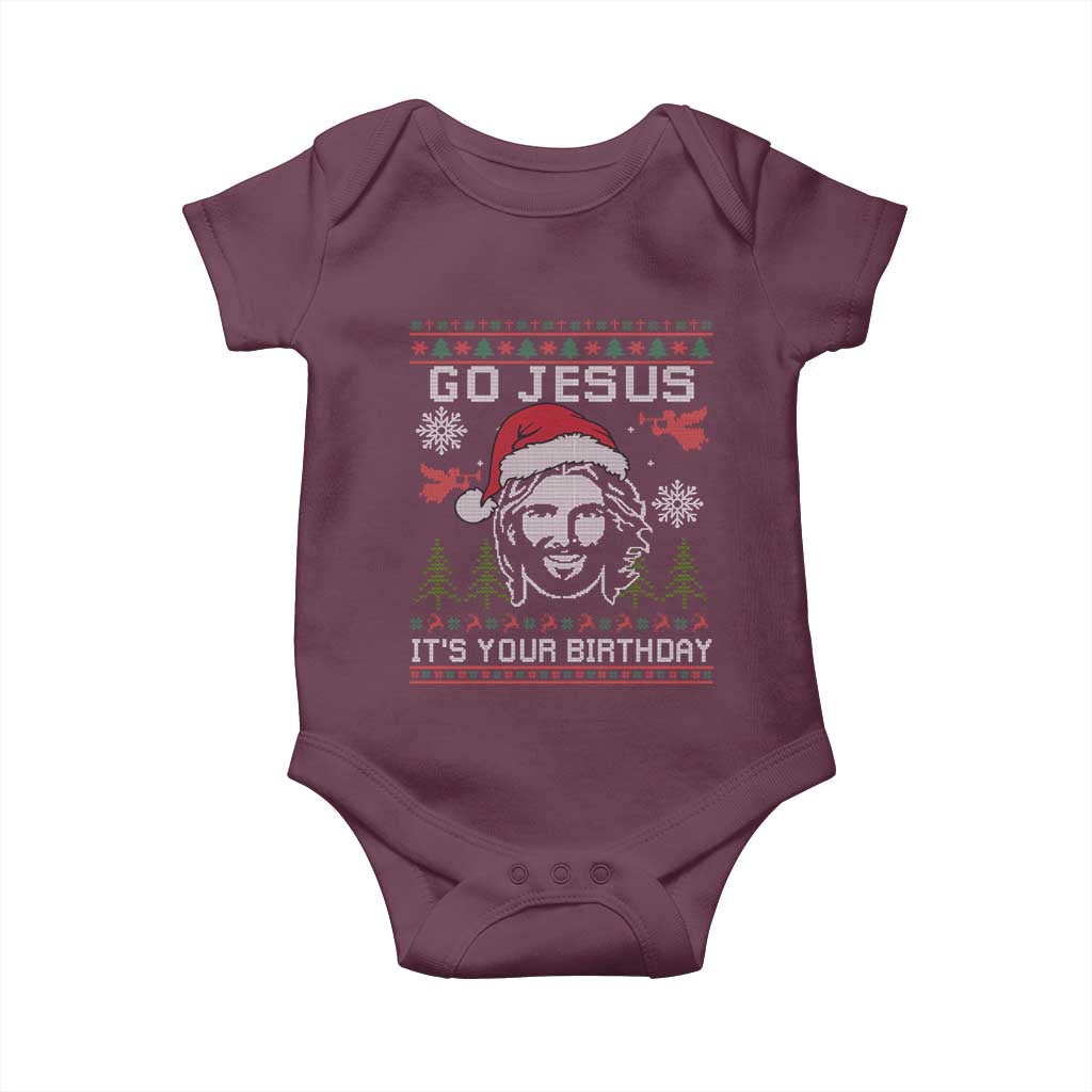 Funny Go Jesus It Is Your Birthday Baby Onesie Christian Christmas Party TS11 Maroon Print Your Wear