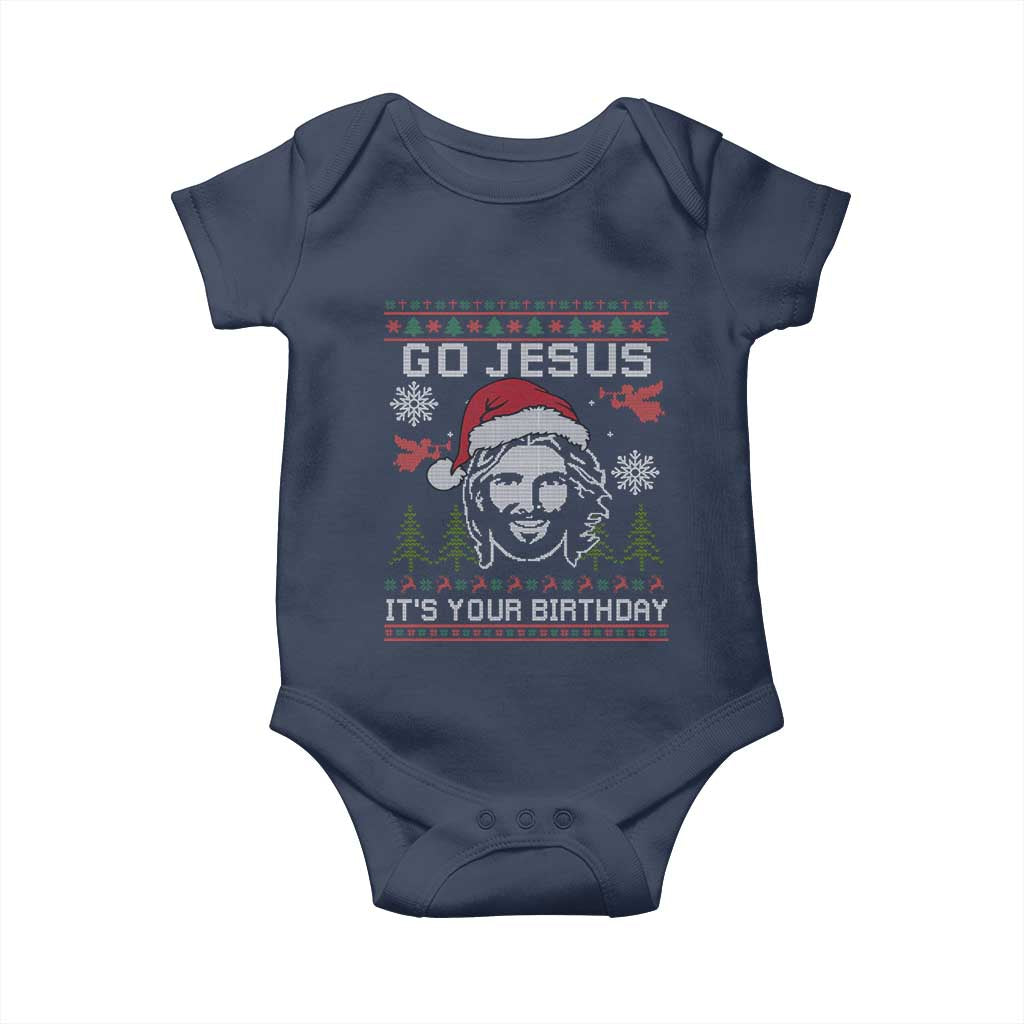 Funny Go Jesus It Is Your Birthday Baby Onesie Christian Christmas Party TS11 Navy Print Your Wear