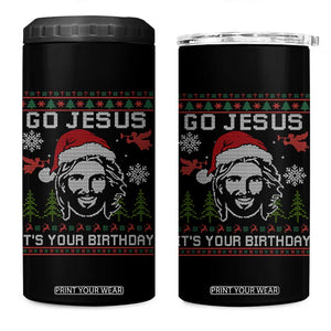 Funny Go Jesus It Is Your Birthday 4 in 1 Can Cooler Tumbler Christian Christmas Party TS11 One Size: 16 oz Black Print Your Wear
