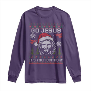 Funny Go Jesus It Is Your Birthday Long Sleeve Shirt Christian Christmas Party TS11 Purple Print Your Wear