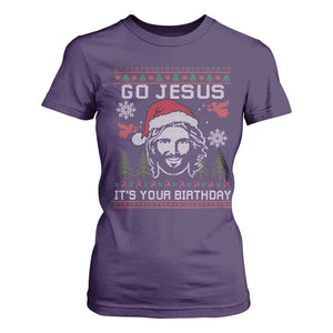 Funny Go Jesus It Is Your Birthday T Shirt For Women Christian Christmas Party TS11 Purple Print Your Wear