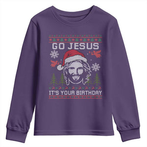 Funny Go Jesus It Is Your Birthday Youth Sweatshirt Christian Christmas Party TS11 Purple Print Your Wear