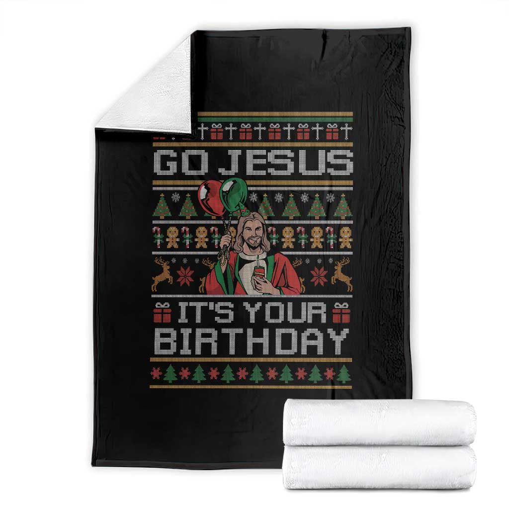 Funny Go Jesus Its Your Birthday Throw Blanket Christmas Christian Religious God TS11 Black Print Your Wear