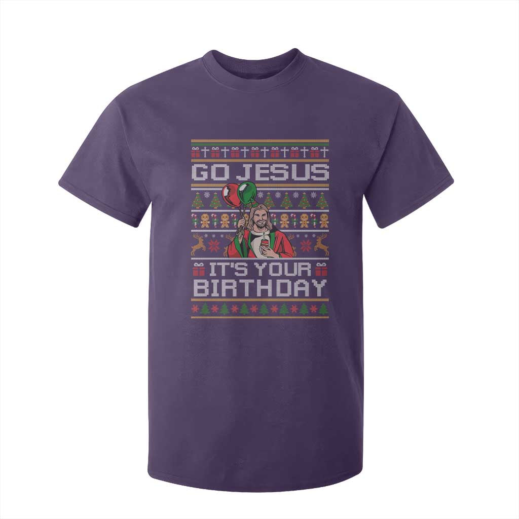 Funny Go Jesus Its Your Birthday T Shirt For Kid Christmas Christian Religious God TS11 Purple Print Your Wear