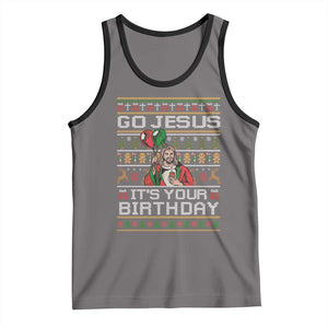Funny Go Jesus Its Your Birthday Tank Top Christmas Christian Religious God TS11 Deep Heather Black Print Your Wear