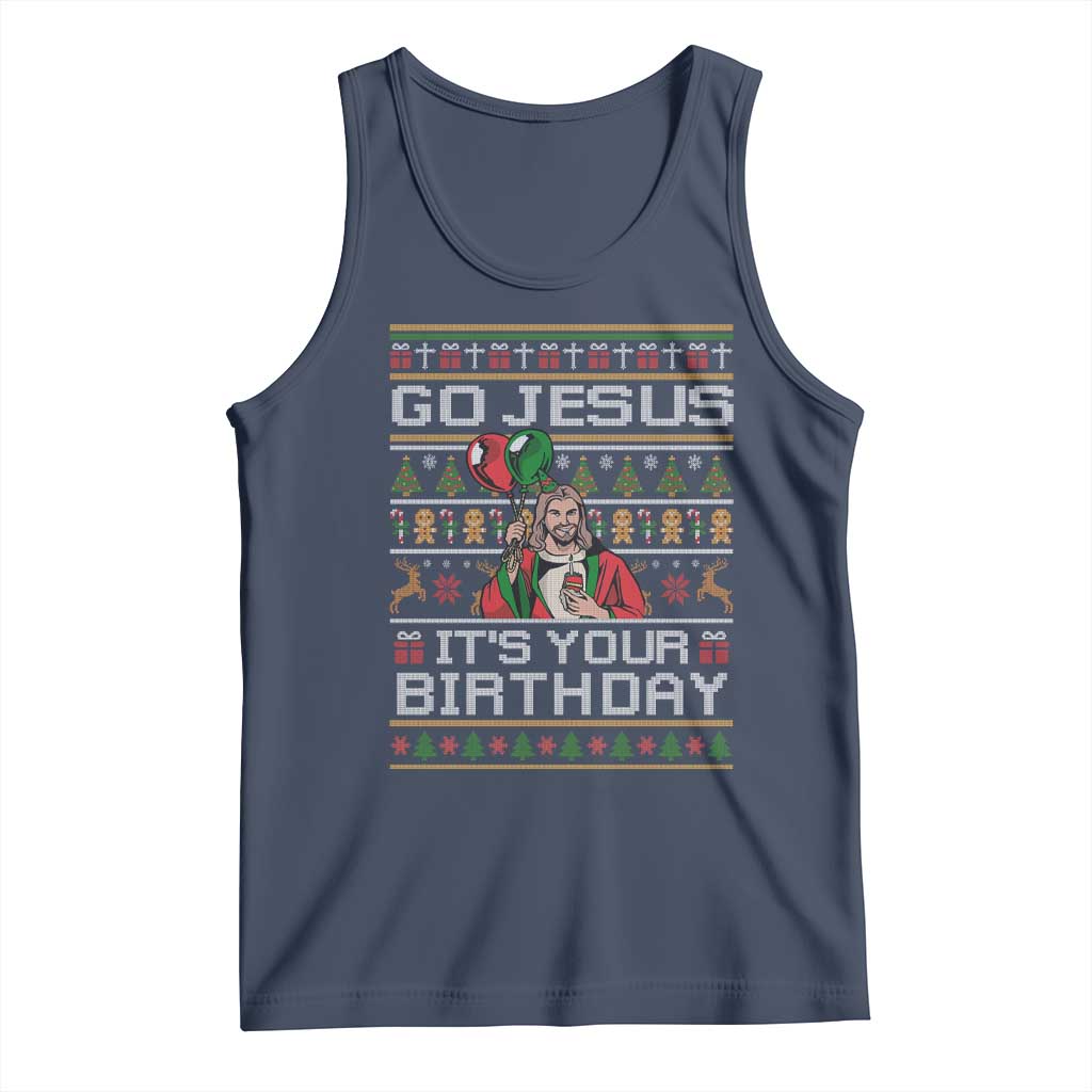 Funny Go Jesus Its Your Birthday Tank Top Christmas Christian Religious God TS11 Navy Print Your Wear