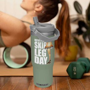 Funny Never Skip Leg Day Christmas Movie Flip Straw Tumbler Italian Leg Lamp TS11 One Size: 30 oz Moss Green Print Your Wear