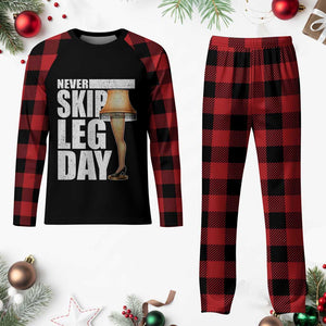 Funny Never Skip Leg Day Christmas Movie Plaid Pajama Set Italian Leg Lamp TS11 Buffalo Plaid Print Your Wear