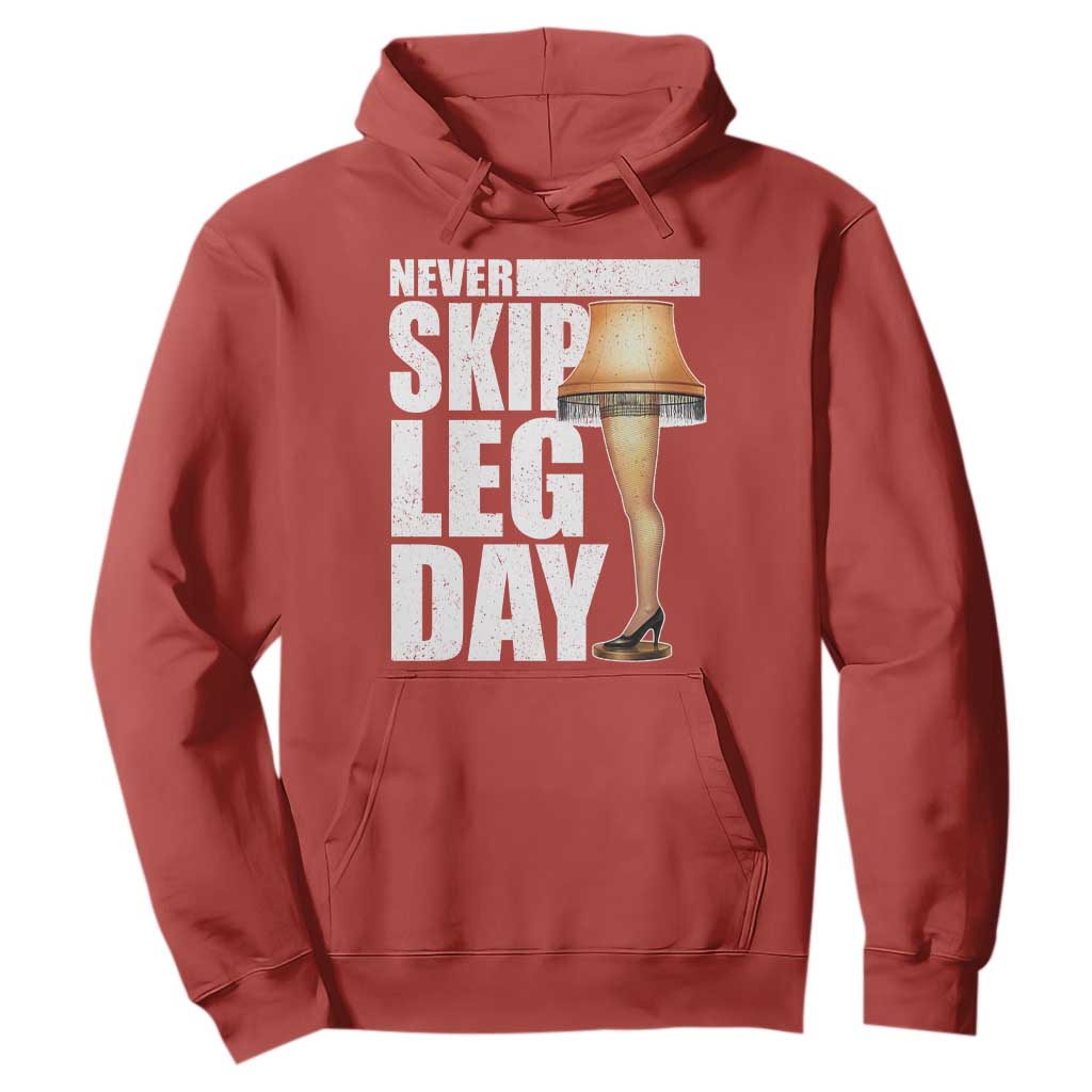 Funny Never Skip Leg Day Christmas Movie Hoodie Italian Leg Lamp TS11 Red Print Your Wear