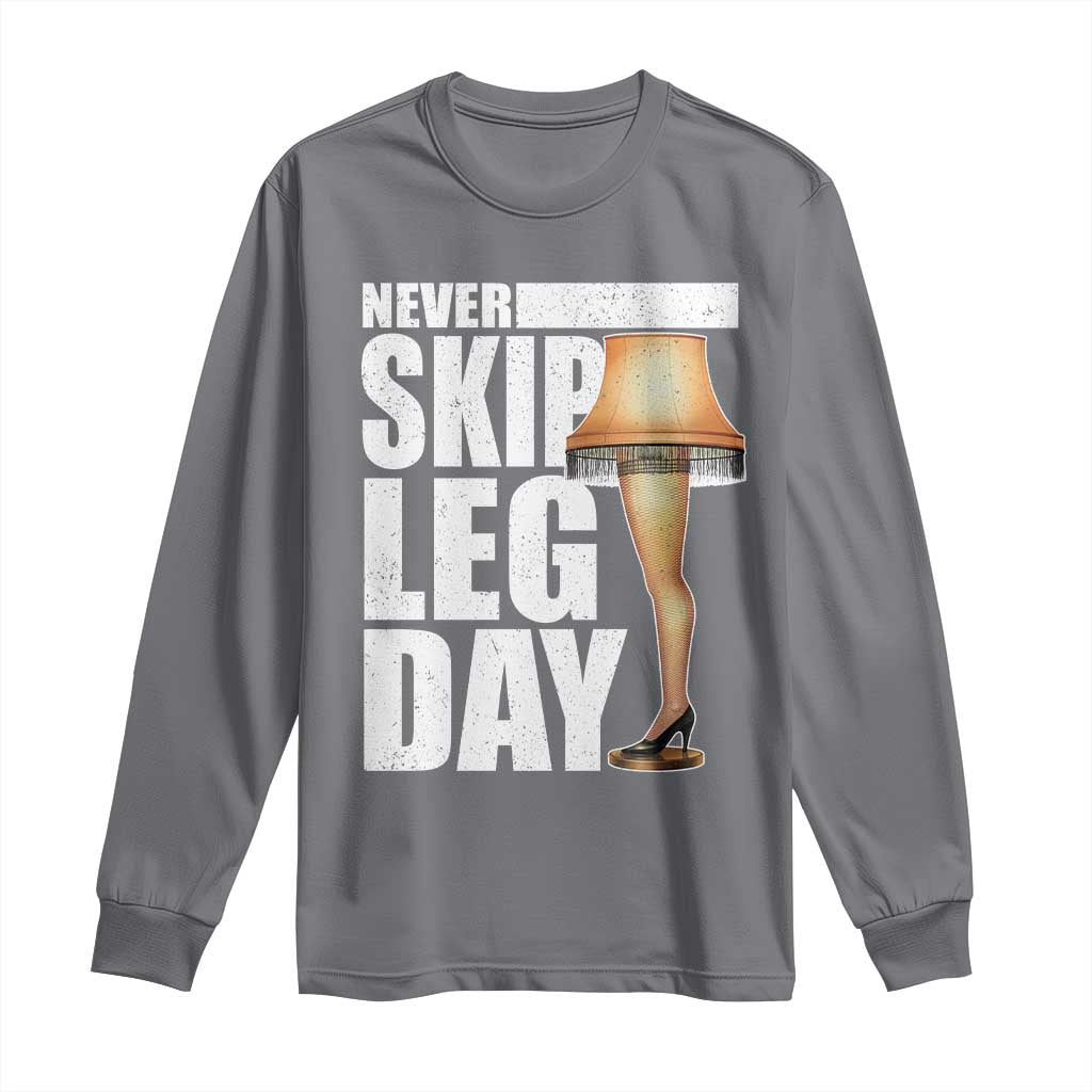 Funny Never Skip Leg Day Christmas Movie Long Sleeve Shirt Italian Leg Lamp TS11 Charcoal Print Your Wear